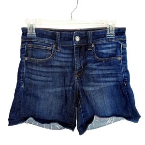 American Eagle Women's Size 4 Midi Blue Denim Shorts Jean Stretch Festival EUC